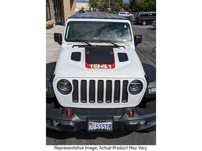 V3 Hood Stripe with 1941 Logo; Matte Black (18-25 Jeep Wrangler JL Rubicon)