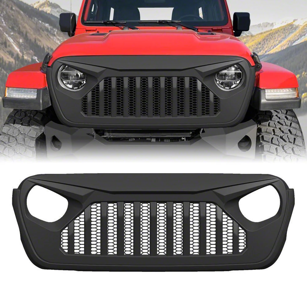 American Modified Jeep Wrangler Demon Grille; Matte Black