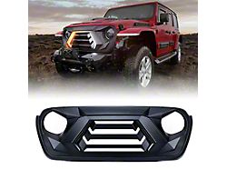 Vader Series Grille with Turn Signal and Daytime Running Lights; Black (18-25 Jeep Wrangler JL)