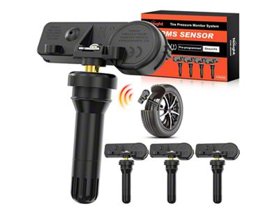 Valve Stem-Mounted TPMS Sensors with Rubber Valve; Set of 4 (13-18 Jeep Wrangler JK)