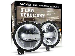 White Halo DRL LED Headlights; Chrome Housing; Clear Lens (18-26 Jeep Wrangler JL)