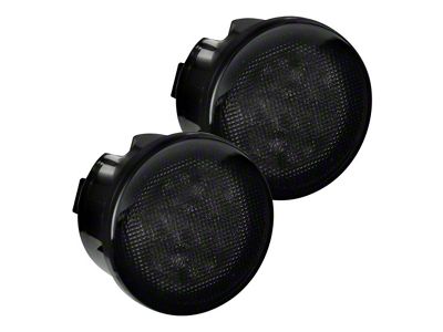 White LED Round Front Turn Signal Fender Lights; Smoked (07-18 Jeep Wrangler JK)