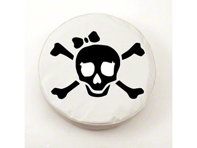 White Pirate Girl Spare Tire Cover with Camera Port; White (18-25 Jeep Wrangler JL)