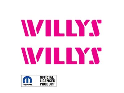 WILLYS Logo; Hot Pink (07-25 Jeep Wrangler JK & JL)