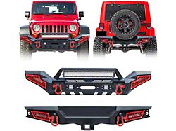Winch Mount Front and Rear Bumper Combo Kit with LED Lights (07-18 Jeep Wrangler JK)