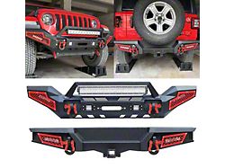 Winch Mount Front and Rear Bumper Combo Kit with LED Lights (18-26 Jeep Wrangler JL)