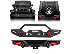Winch Mount Front and Rear Bumper Combo Kit with LED Lights (07-18 Jeep Wrangler JK)
