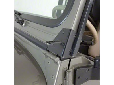 Windshield Hinge Light Mounting Brackets; Black (76-95 Jeep CJ5, CJ7 & Wrangler YJ)