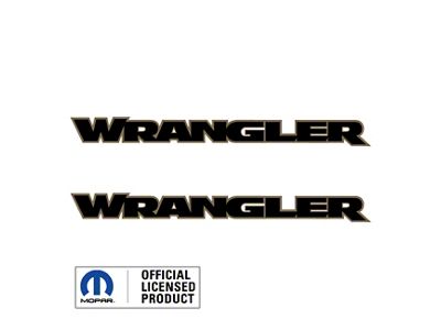 WRANGLER Hood Decal; Black with 392 Gold/Tan Outline (07-25 Jeep Wrangler JK & JL)