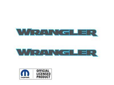 WRANGLER Hood Decal; Gray with Light Blue 4ee Outline (07-25 Jeep Wrangler JK & JL)