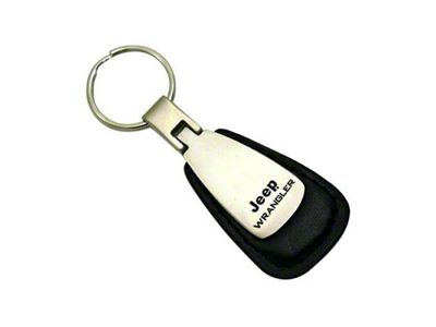 Wrangler Leather Teardrop Key Fob; Black