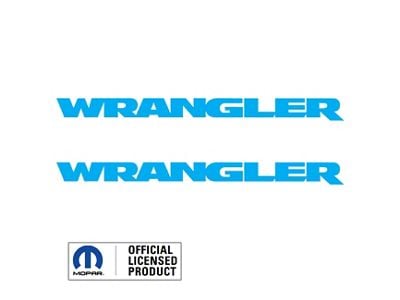 WRANGLER Small Side Logo; Light Blue (07-25 Jeep Wrangler JK & JL)