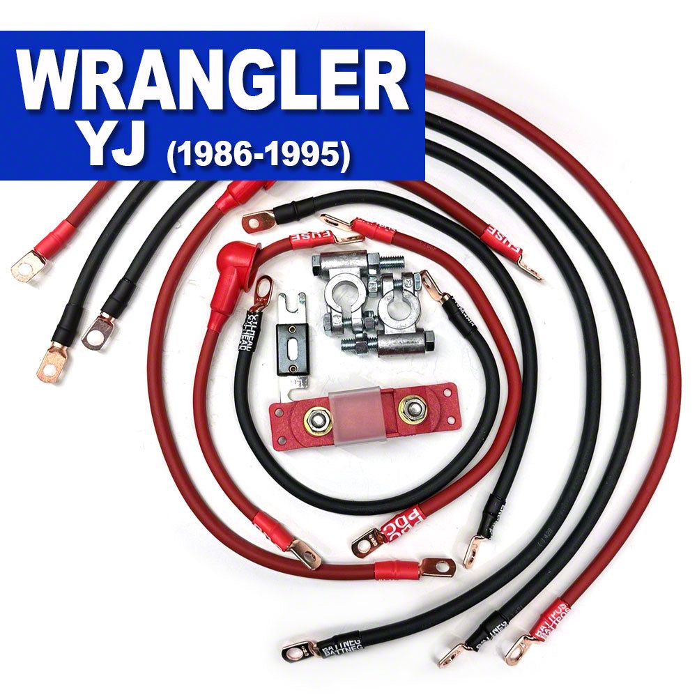 JeepCables Jeep Wrangler Big 7 Battery Cable Kit; 2GA YJ-25