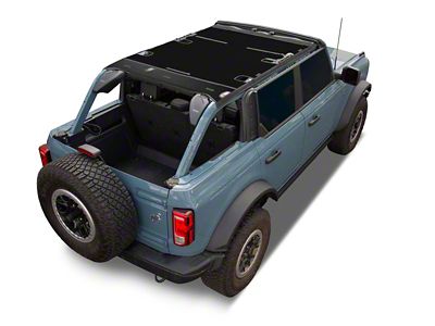 JTopsUSA Full Mesh Top Bimini Sunshade; Jet Black (21-25 Bronco 2-Door)