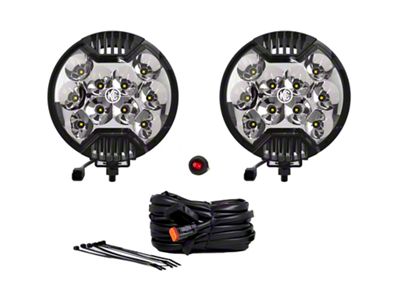 KC HiLiTES 6-Inch SlimLite Round LED Lights; Spot Beam; Black (Universal; Some Adaptation May Be Required)