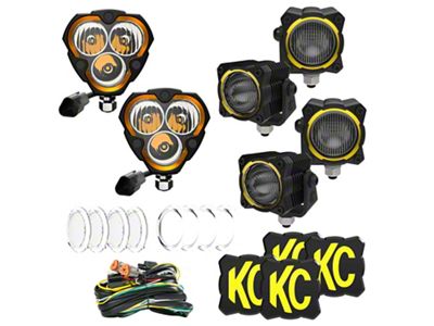 KC HiLiTES Hybrid Front Bumper LED Light Kit; Off-Road System (21-25 Bronco w/ Aftermarket Hybrid Bumper)