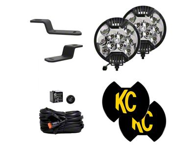 KC HiLiTES SlimLite LED 2-Light System with Ditch Light Mount; Spot Beam (21-25 Bronco)
