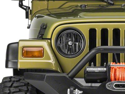 KC HiLiTES Gravity LED 7-Inch Headlights; Black Housing; Clear Lens (97-06 Jeep Wrangler TJ)