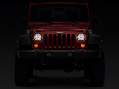 KC HiLiTES 7-Inch H4 Headlight Conversion Kit with DV8 Headlight Adapter; Chrome Housing; Clear Lens (18-25 Jeep Wrangler JL)
