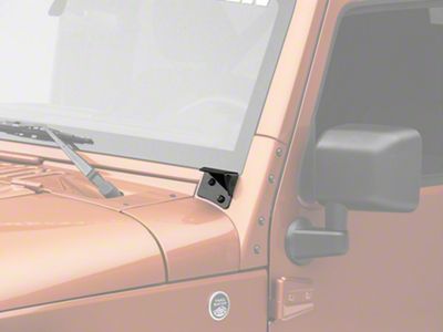 KC HiLiTES Windshield Hinge Mounting Brackets; Black (07-18 Jeep Wrangler JK)