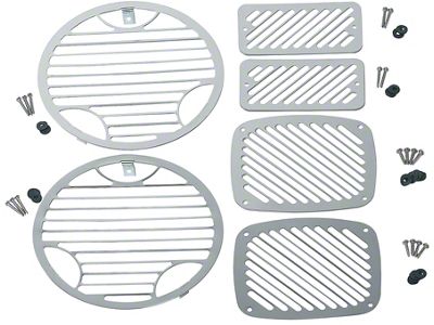 Billet Light Guard Kit; Polished Stainless Steel; Set of 6 (97-06 Jeep Wrangler TJ)