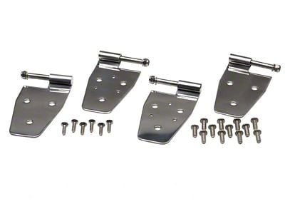 Door Hinge; Set of 4; Polished Stainless Steel (97-06 Jeep Wrangler TJ)
