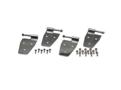Door Hinge Set; Polished Stainless Steel; Set of 4 (87-95 Jeep Wrangler YJ)