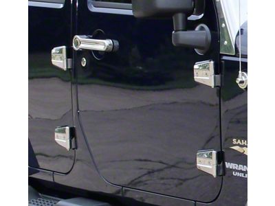 Door Hinge Set; Polished (07-18 Jeep Wrangler JK 4-Door)
