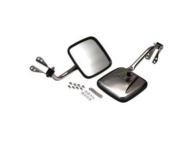 Door Mirror; Polished Stainless Steel; Pair (66-86 Jeep CJ5 & CJ7)