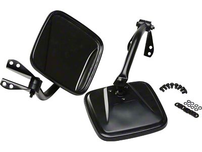 Door Mirror Kit; Black Powder Coated Stainless Steel; Pair (66-86 Jeep CJ5 & CJ7)