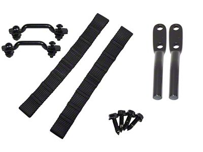 Door Strap Kit; Black Powder Coated Stainless Steel (97-06 Jeep Wrangler TJ)