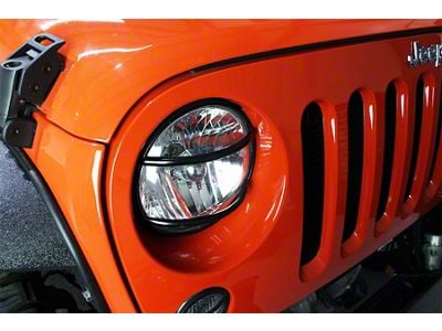 Euro Headlight Guards; Textured Black (07-18 Jeep Wrangler JK)