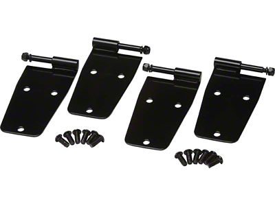 Hardtop Door Hinge without Mirror Holes; Set of 4; Black Powder Coated Stainless Steel (76-93 Jeep CJ5, CJ7, Wrangler YJ)