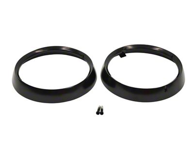 Headlight Bezel; Black Powder Coated Stainless Steel; Pair (72-86 Jeep CJ5 & CJ7)