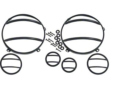 Headlight and Marker Light Guards; Gloss Black (07-18 Jeep Wrangler JK)