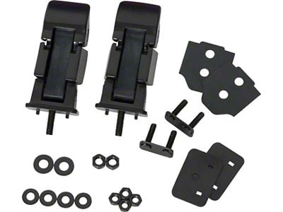 Hood Catch; Black Powder Coated Stainless Steel; Pair (97-06 Jeep Wrangler TJ)