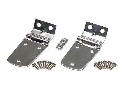 Hood Hinge; Polished Stainless Steel; Pair (97-06 Jeep Wrangler TJ)
