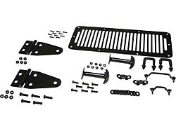 Hood Kit; Black Powder Coated Stainless Steel (78-95 Jeep CJ5, CJ7, Wrangler YJ)