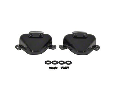Interior Door Latch Brackets; Black Powder Coated Stainless Steel; Pair (81-95 Jeep CJ5, CJ7 & Wrangler YJ w/ Steel Body Only)