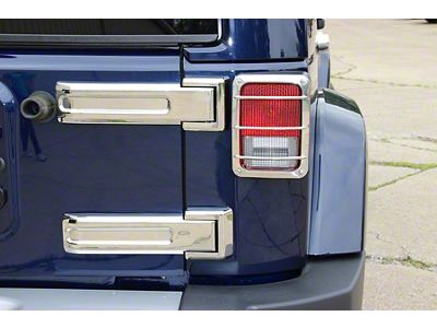 Tailgate Hinge Overlays; Polished (07-18 Jeep Wrangler JK)
