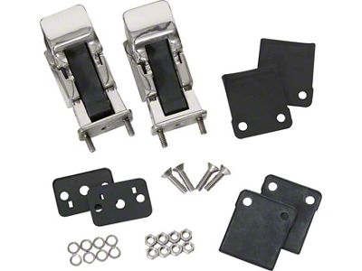 TJ Style Hood Catch; Polished Stainless Steel; Pair (75-95 Jeep CJ5, CJ7, Wrangler YJ)