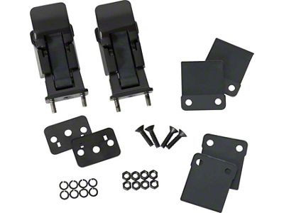 TJ Style Hood Catch; Black Powder Coated Stainless Steel; Pair (75-95 Jeep CJ5, CJ7, Wrangler YJ)