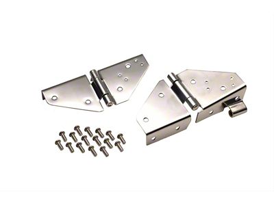 Windshield Hinge; Polished Stainless Steel; Pair (66-95 Jeep CJ5, CJ7, Wrangler YJ)