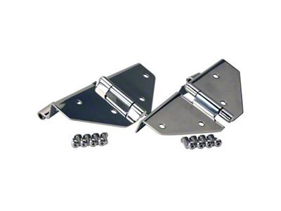 Windshield Hinge; No Mirror Holes; Polished Stainless Steel; Pair (76-95 Jeep CJ5, CJ7, Wrangler YJ)