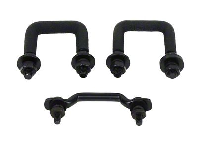 Windshield Tie Down Kit; Black Powder Coated Stainless Steel (66-86 Jeep CJ5 & CJ7)