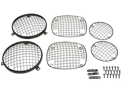 Wire Mesh Headlight Guard; Set of 6; Black Powder Coated Stainless Steel (76-86 Jeep CJ5 & CJ7)