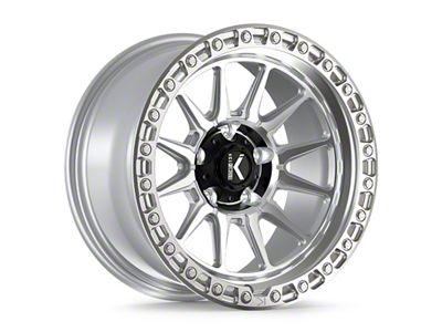 KG1 Forged ADRENALINE Silver Face Machined Wheel; 17x9; -12mm Offset (07-18 Jeep Wrangler JK)