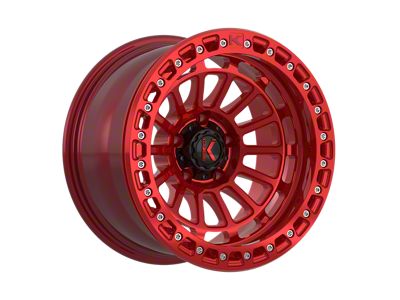 KG1 Forged LIFTER BEADLOCK Candy Red with Candy Red Ring Wheel; 17x9; -15mm Offset (07-18 Jeep Wrangler JK)
