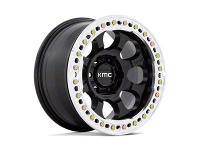 KMC Riot Beadlock Satin Black with Machined Ring 6-Lug Wheel; 17x8.5; 0mm Offset (24-25 Tacoma)