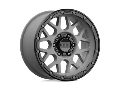 KMC Grenade Off-Road Matte Gray with Matte Black Lip 6-Lug Wheel; 17x9; 18mm Offset (22-25 Bronco Raptor)